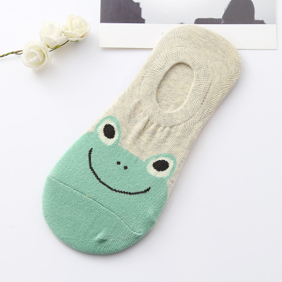 Cartoon Chinchilla Animal Head Socks Spring And Summer Women Invisible Boat Socks Girls Silicone Socks